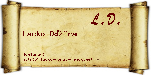 Lacko Dóra névjegykártya